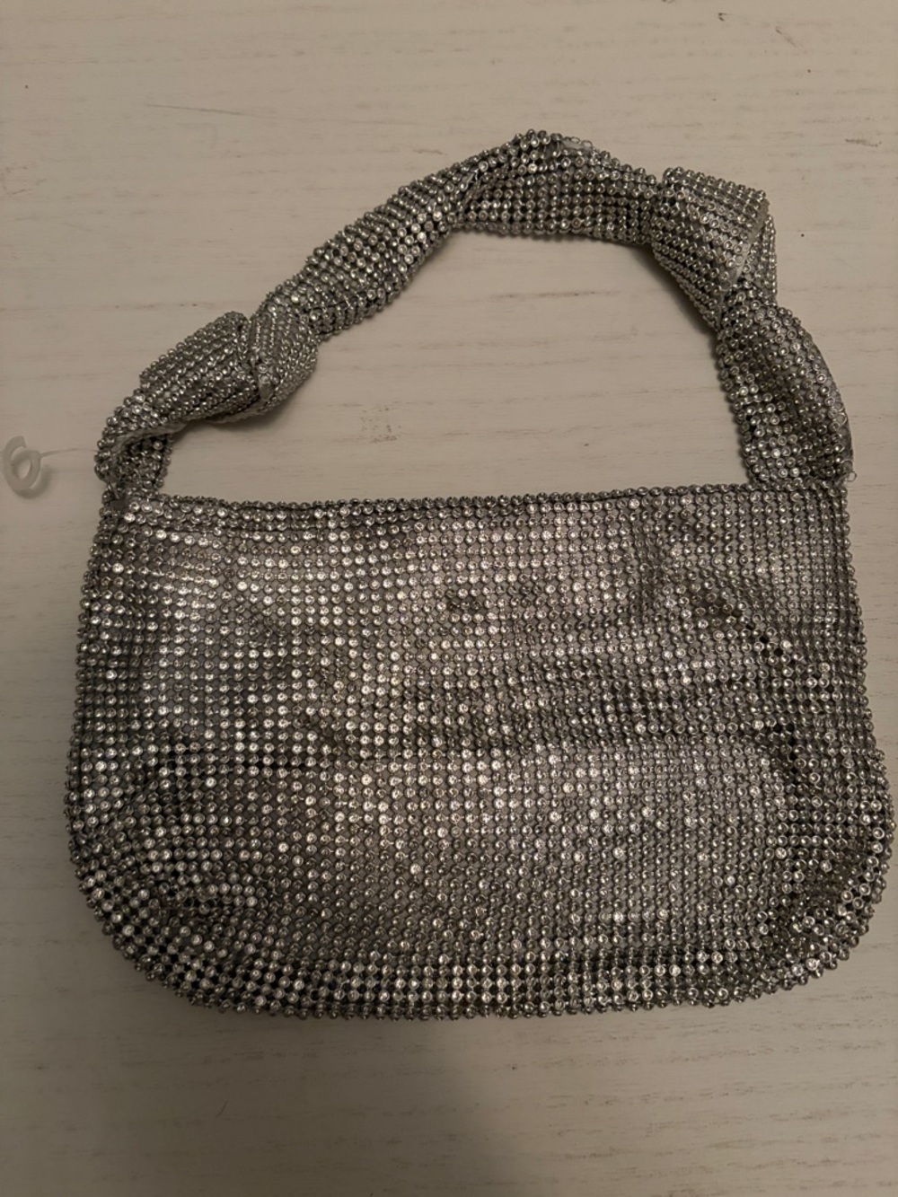 SHEIN Silver Crystal Mesh Shoulder Bag